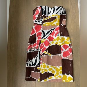 Tibi safari print strapless dress. Size 2